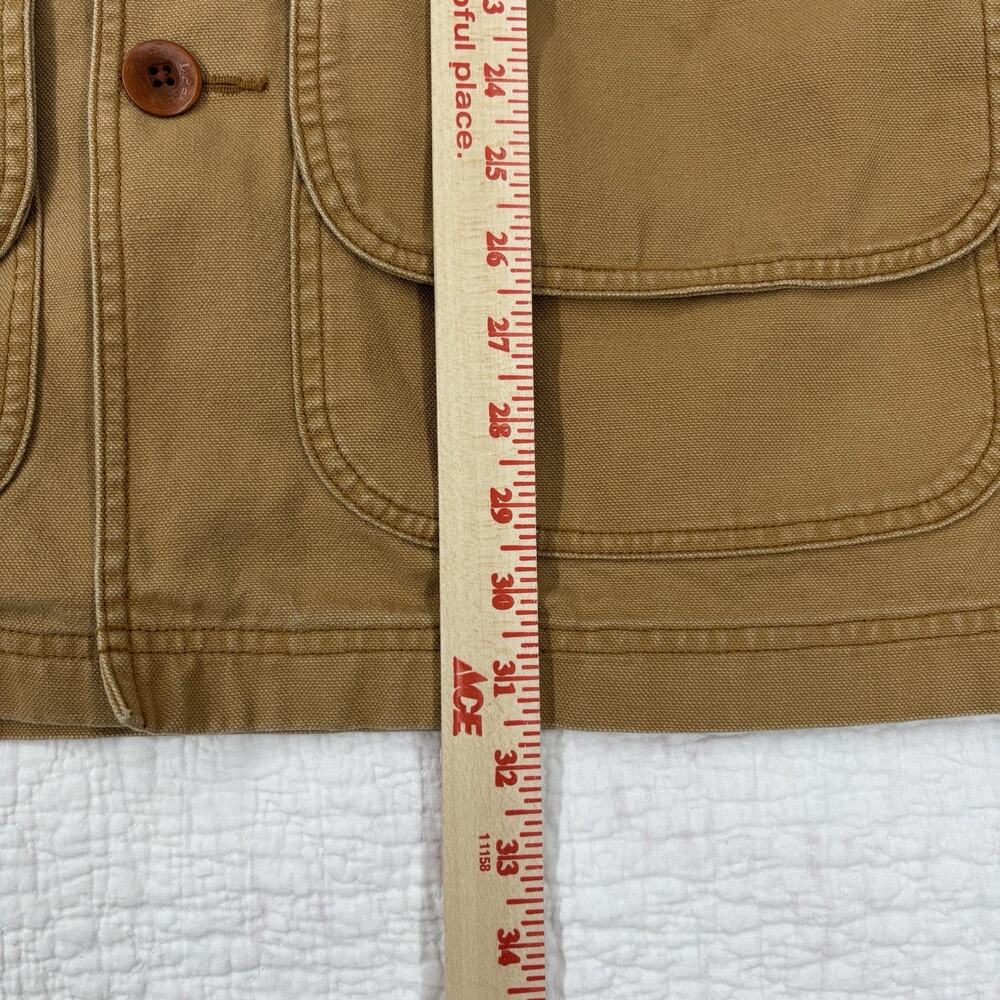 LL Bean Jacket Mens Size Large Tan Canvas Barn Chore Coat Corduroy Cuffs - Picture 8 of 8
